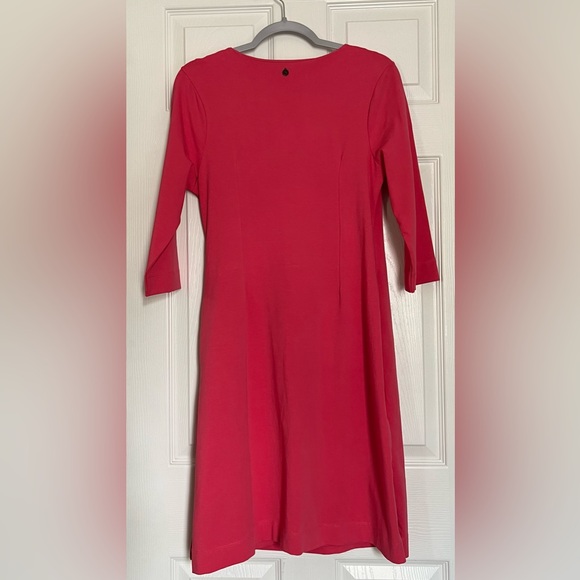 Soft Surroundings Coral Pink Surplice Faux Wrap 3/4 Sleeve Dress Petite Small - Picture 2 of 14